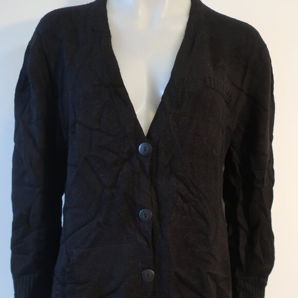Womens Barbara Wells Black V-Neck Cardigan Sweater L - Picture 3 of 10